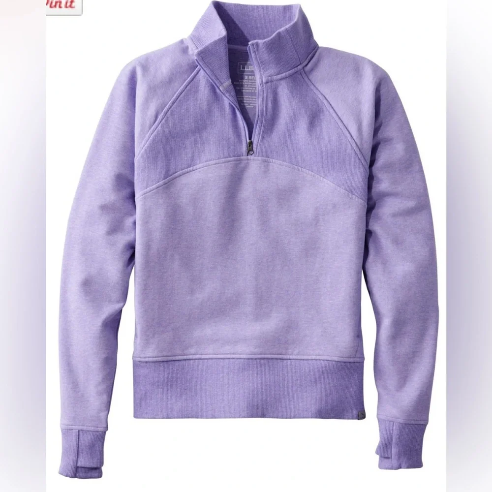 L.L. Bean Women’s Cozy Pullover, Quarter-Zip French Lilac Heather‎ Medium Petite
